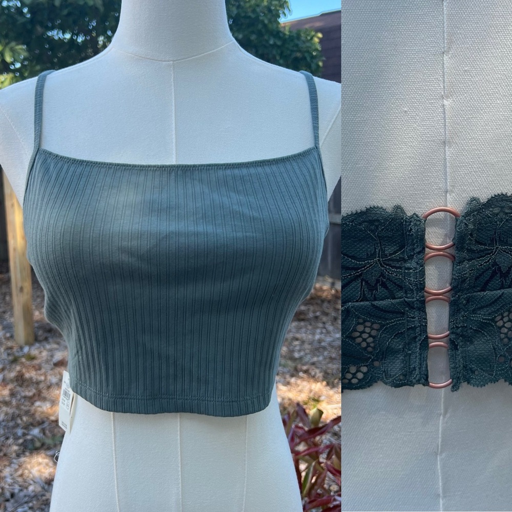 Aerie Olive Green and Rose Gold Bralette Cami Top